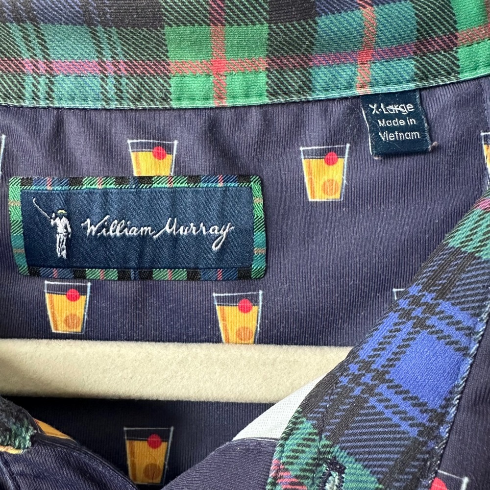 William Murray Golf Polo Drink Print Short Sleeve Collared‎ Shirt XL - Picture 5 of 8
